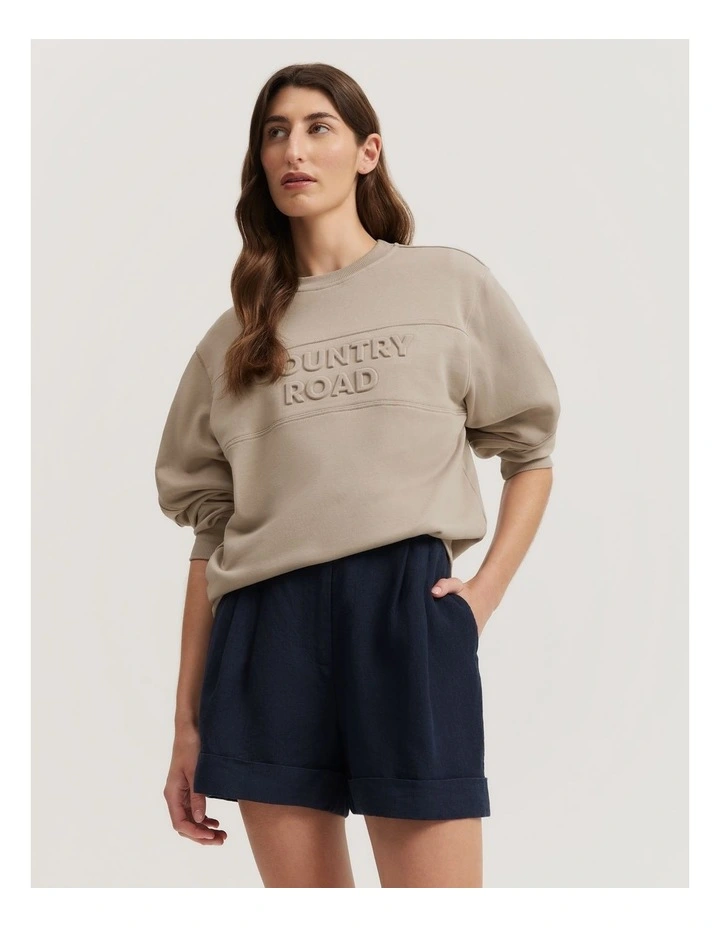 Cotton Seam Detail Sweat in Sand image 1