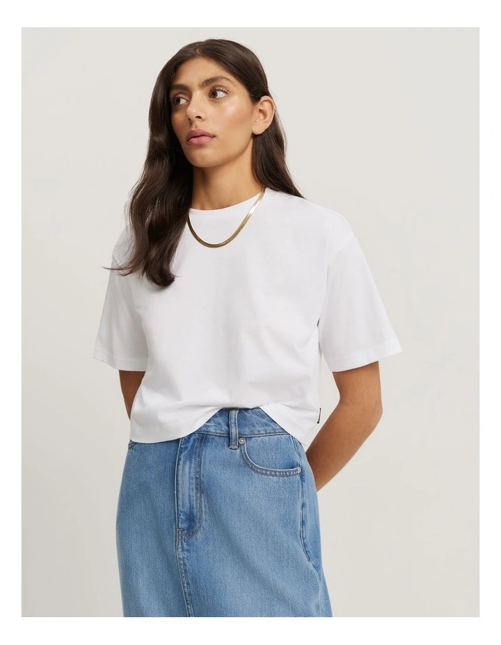 Cotton Crop T-Shirt in White image 1