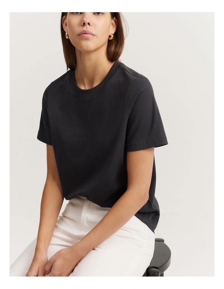 Cotton Slim Fit T-Shirt in Charcoal image 1