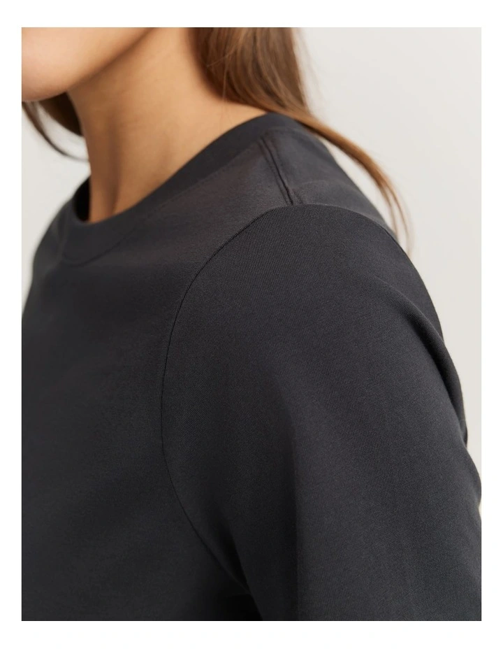 Cotton Slim Fit T-Shirt in Charcoal image 2