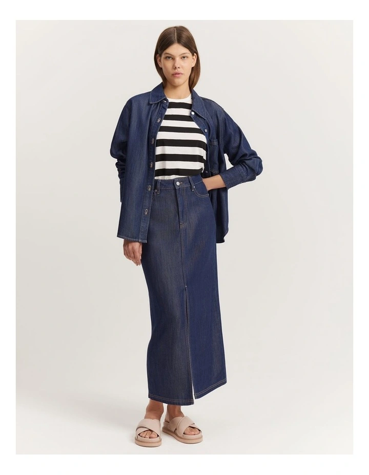 Cotton Slub Short Sleeve T-Shirt in Black Stripe image 3