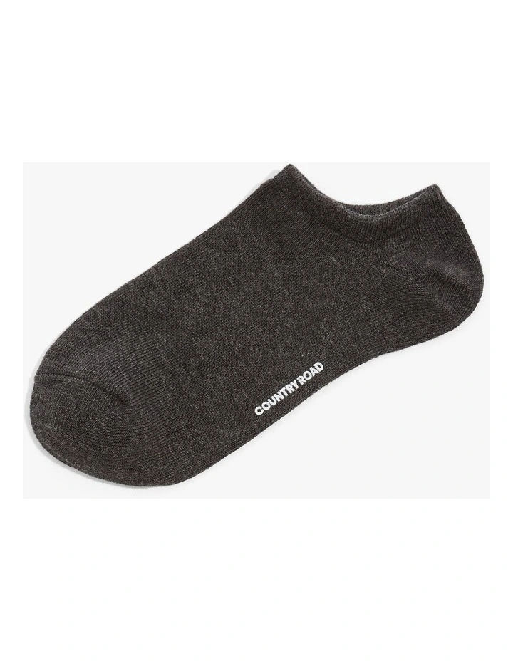 Australian Cotton Blend Sneaker Sock in Charcoal Marle image 1