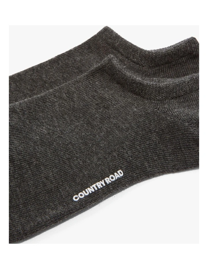 Australian Cotton Blend Sneaker Sock in Charcoal Marle image 2