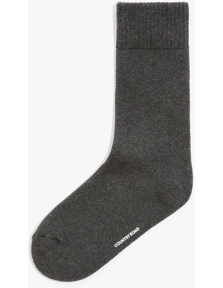 Country Road Boot Crew Sock In Charcoal Marle MYER