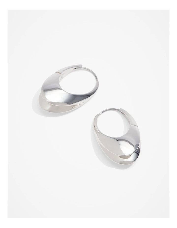 Fold Hoop Earring in Silver image 3