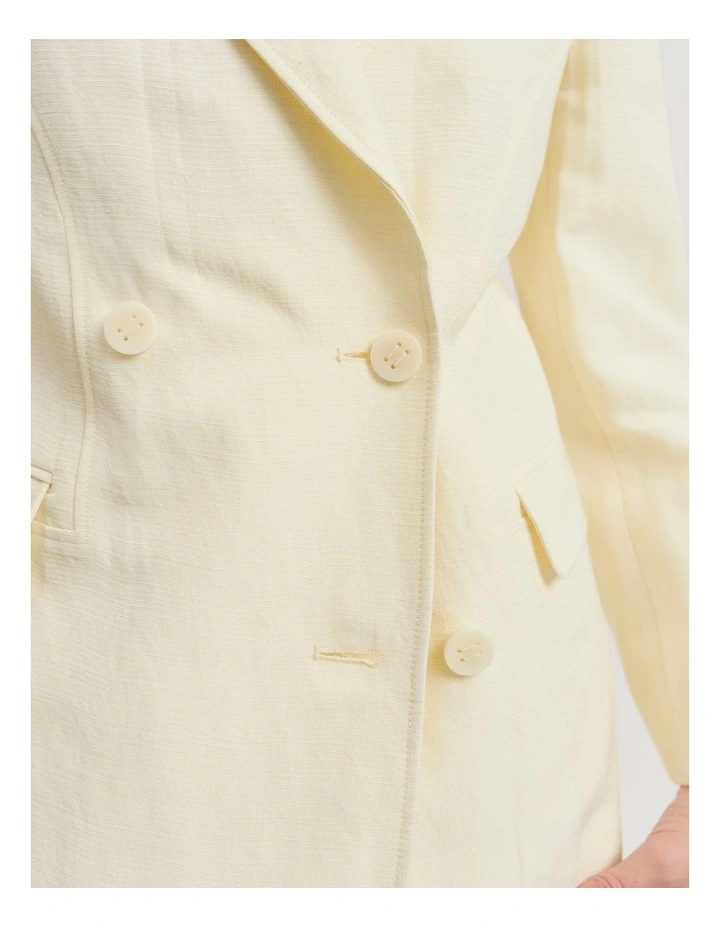 Textured Double-breasted Blazer in Lemon image 4