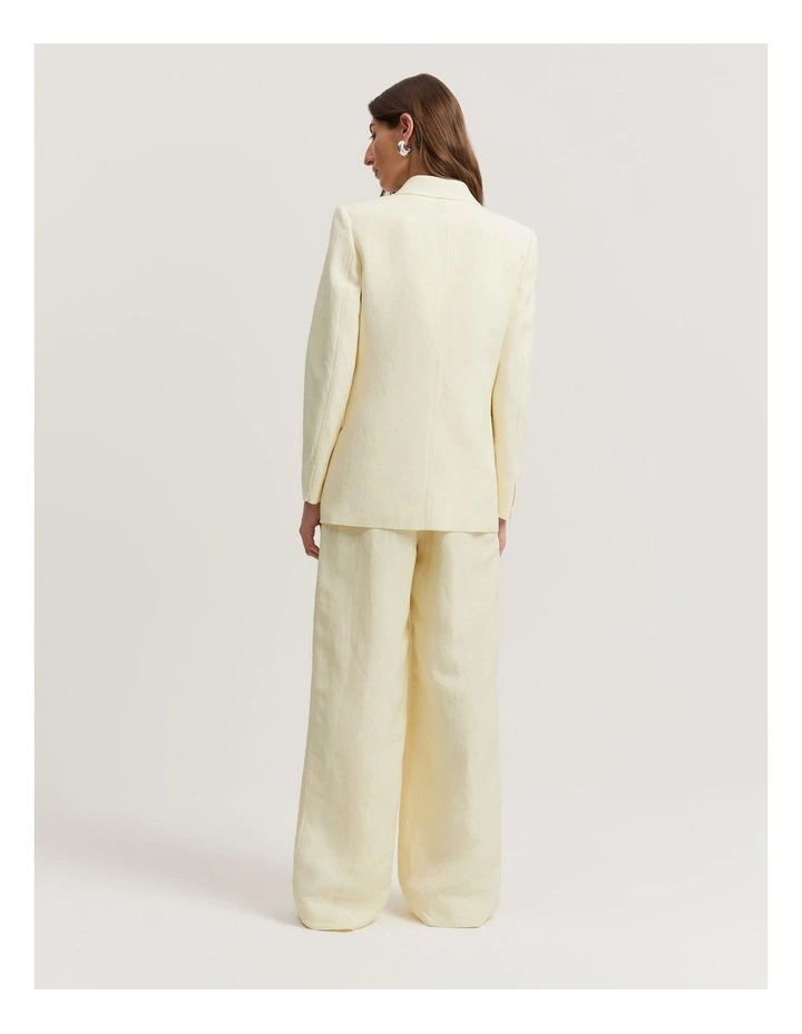 Textured Double-breasted Blazer in Lemon image 5