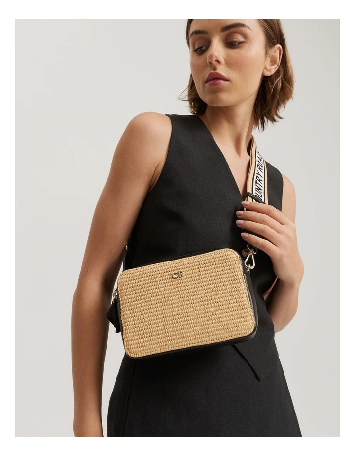 Woven Contrast Camera Bag in Black image 2