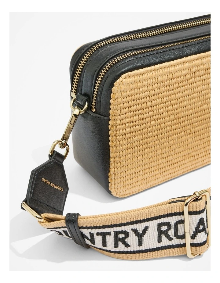 Woven Contrast Camera Bag in Black image 3
