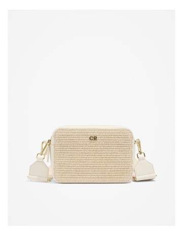 Woven Contrast Camera Bag in White