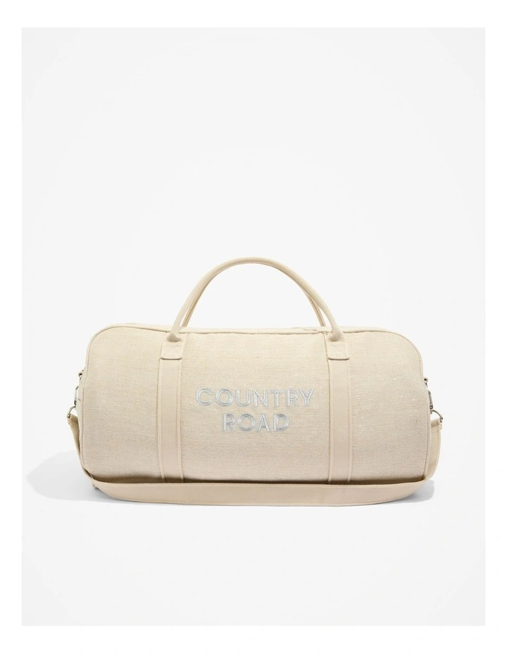 Double Metallic Embroidered Tote in Natural image 1