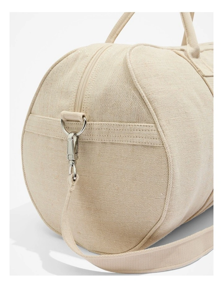 Double Metallic Embroidered Tote in Natural image 3
