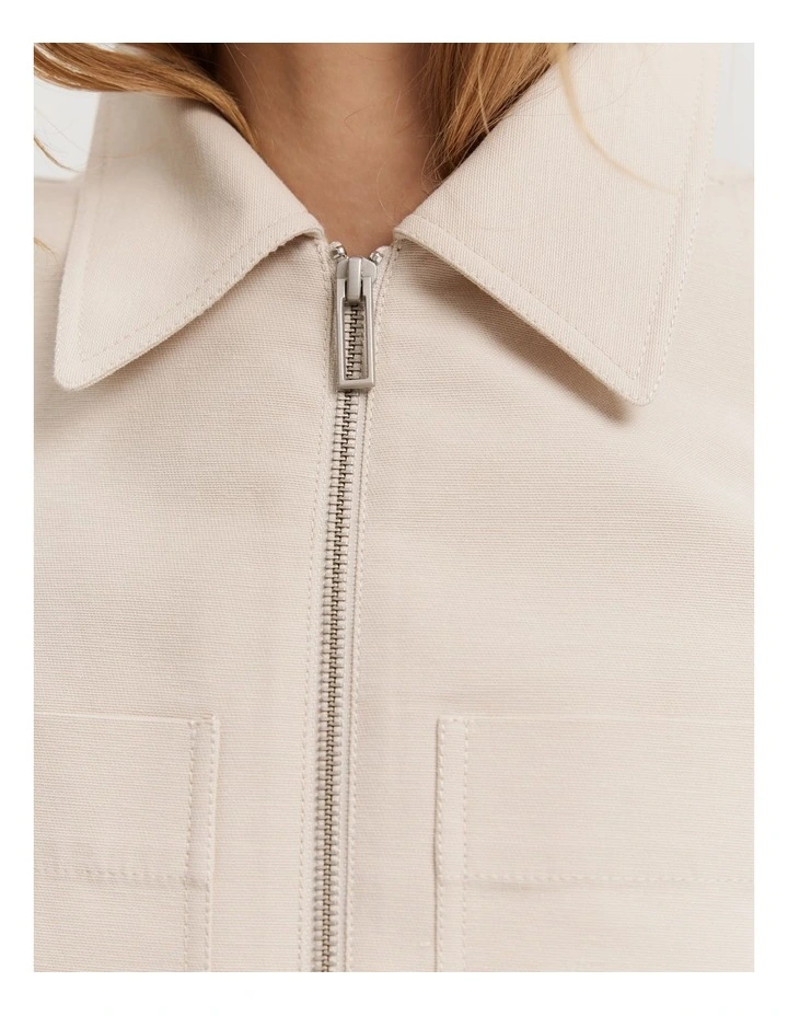 Zip Through Shirt Jacket in Sand image 2