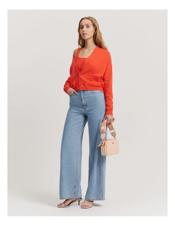 Organically Grown Cotton Linen Cardigan in Sangria image 1