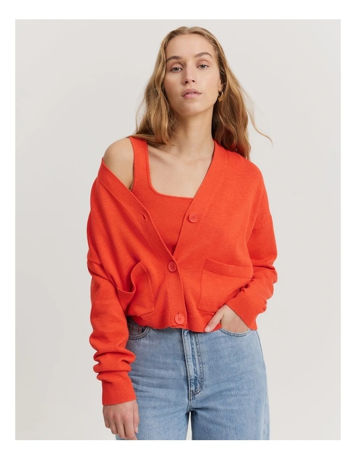 Organically Grown Cotton Linen Cardigan in Sangria image 2