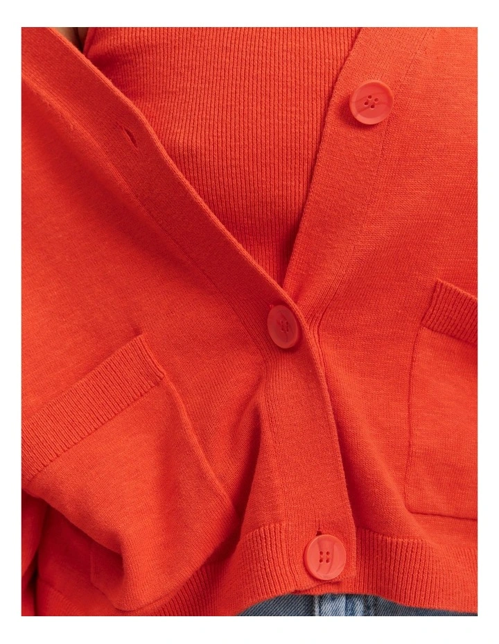 Organically Grown Cotton Linen Cardigan in Sangria image 3