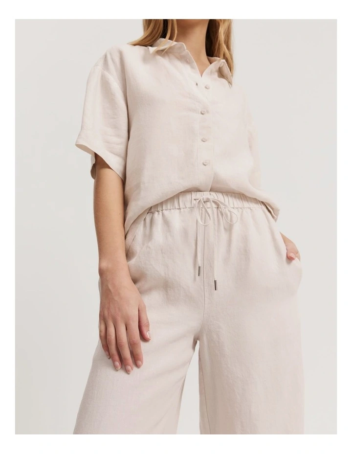 Organically Grown Linen Pull-on Pant in Stone image 2