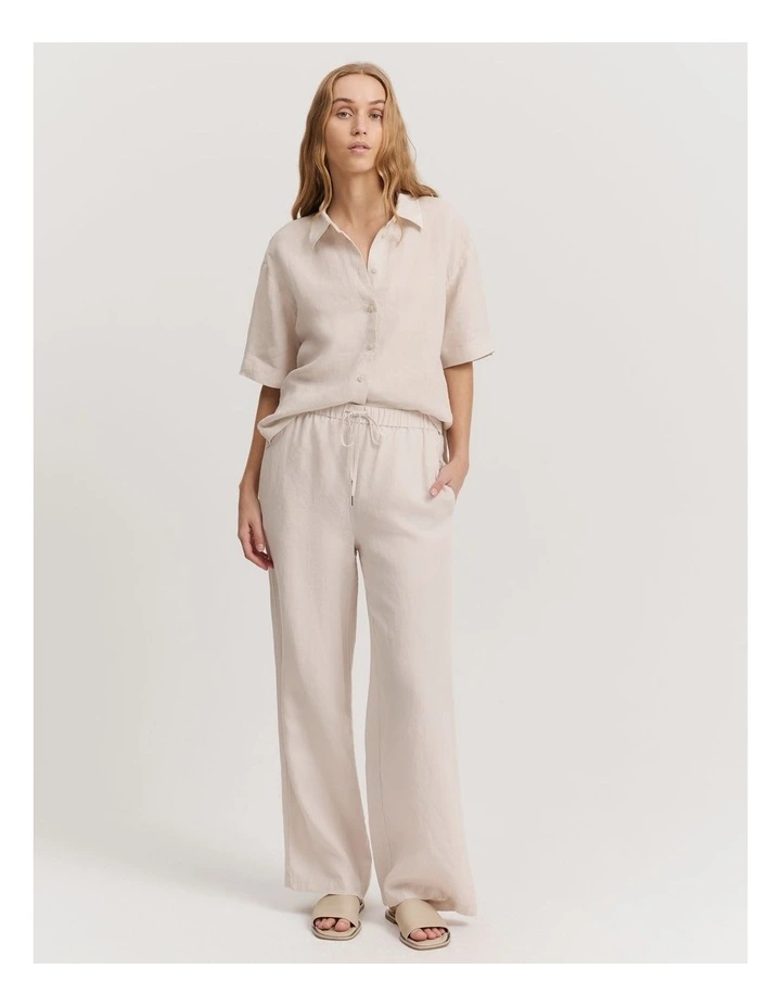 Organically Grown Linen Pull-on Pant in Stone image 3