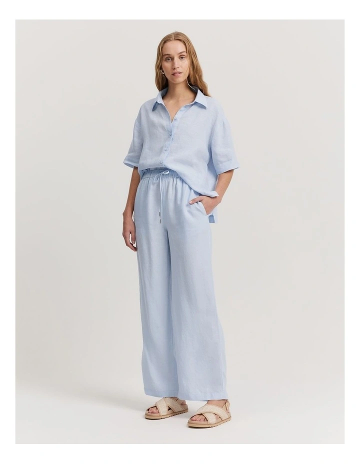 Organically Grown Linen Pull-on Pant in Chambray Blue image 3