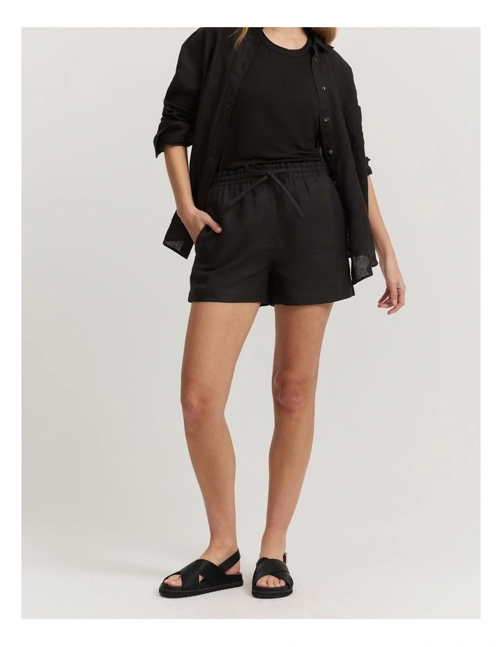 Linen Relaxed Short in Black image 1