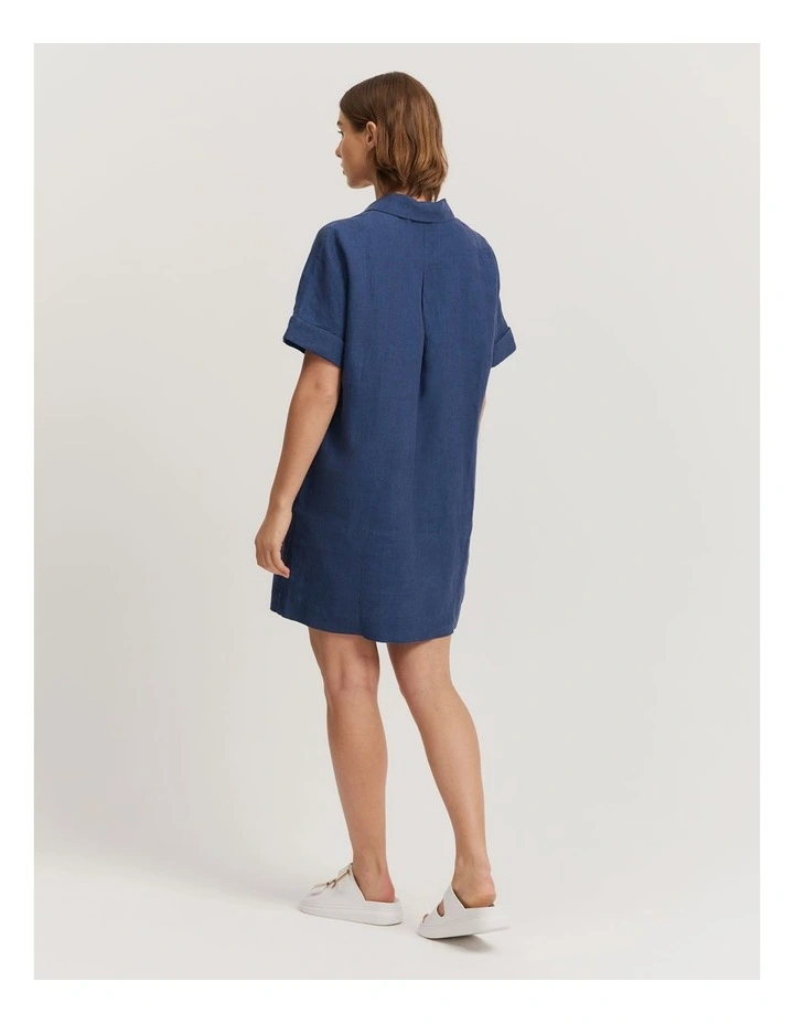Organically Grown Linen Popover Dress in Twilight image 4