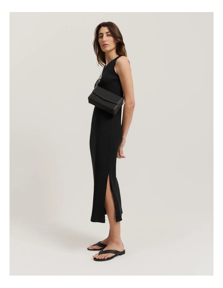 Rib Tank Dress in Black image 1