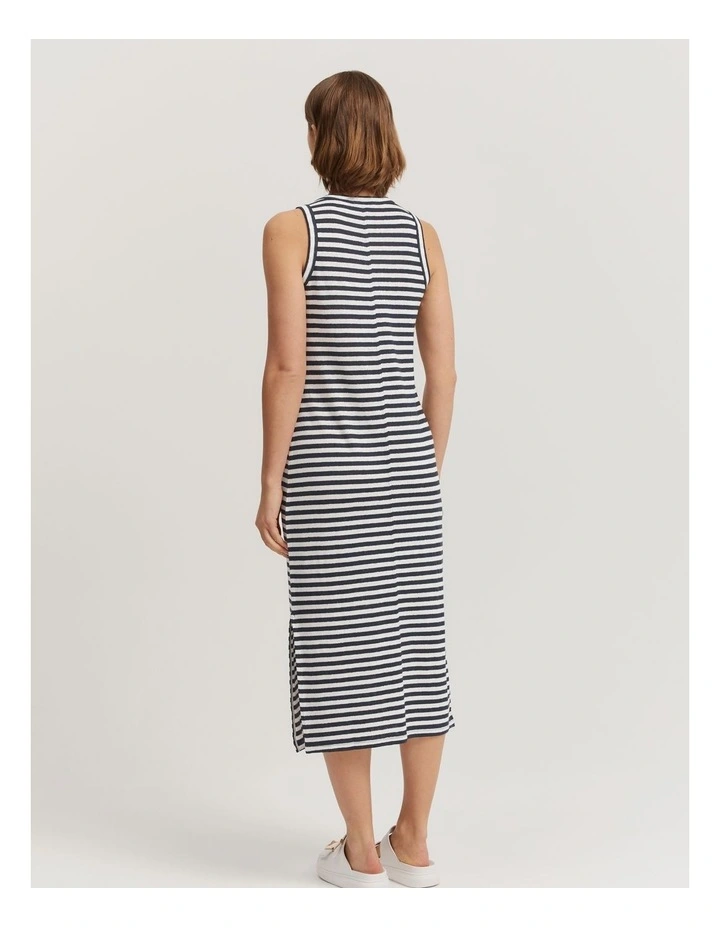 Stripe Linen Jersey Dress in Navy Stripe image 4