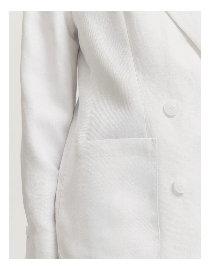 Linen Relaxed Blazer in White image 2