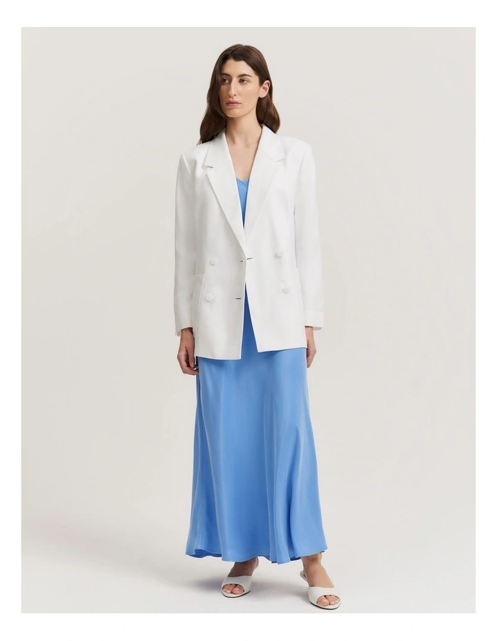 Linen Relaxed Blazer in White image 3