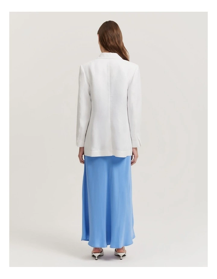 Linen Relaxed Blazer in White image 4