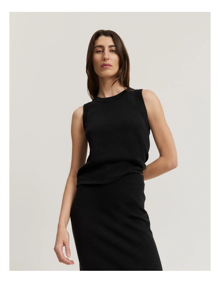Organically Grown Cotton Linen Tank in Black image 1
