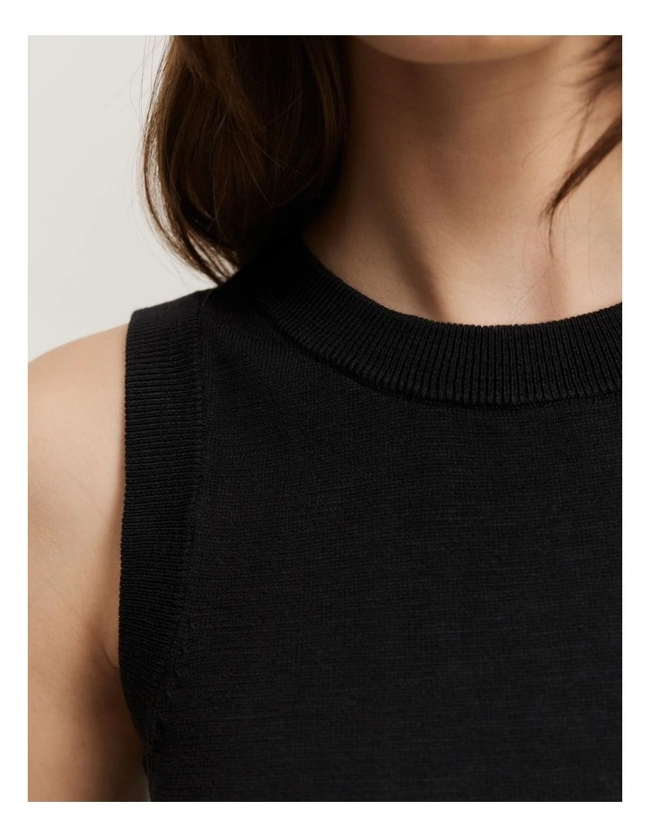 Organically Grown Cotton Linen Tank in Black image 2