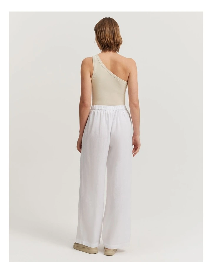 Linen Pull-on Pant in White image 4