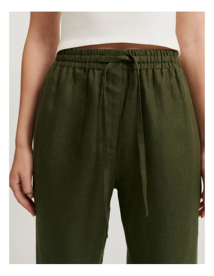 Linen Relaxed Pant in Dark Olive image 2