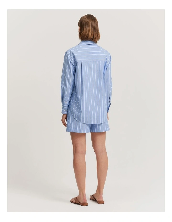 Australian Cotton Pinstripe Oxford Shirt in Cornflower image 4