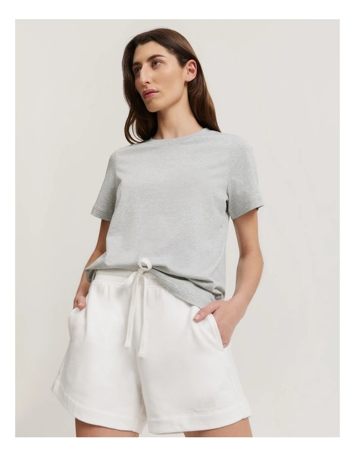 Cotton Slim Fit T-Shirt in Light Grey Marle image 1