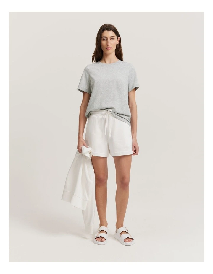Cotton Slim Fit T-Shirt in Light Grey Marle image 2