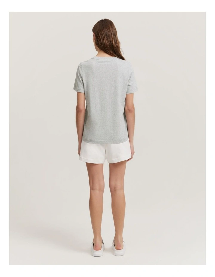 Cotton Slim Fit T-Shirt in Light Grey Marle image 3