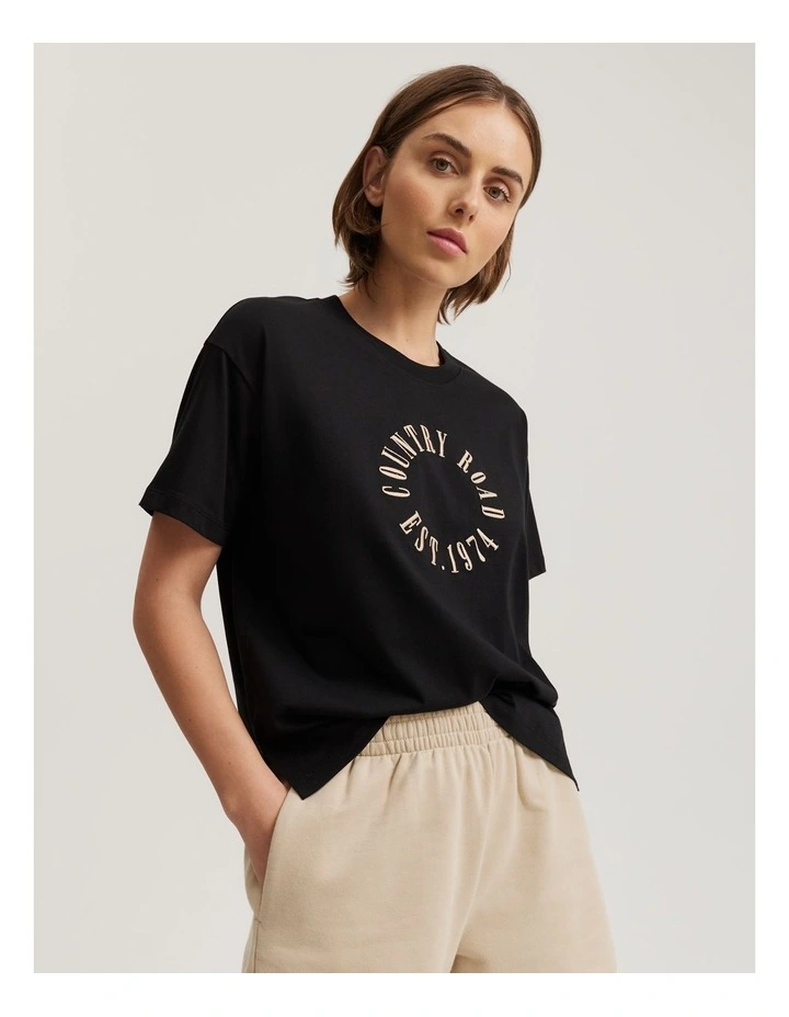 Verified Australian Cotton Round Logo T-shirt in Black image 1