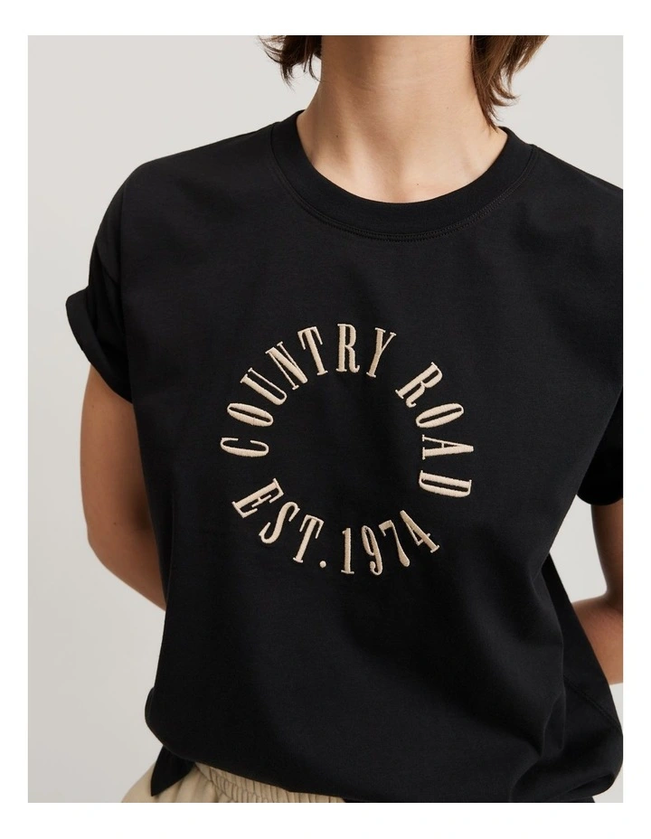 Verified Australian Cotton Round Logo T-shirt in Black image 2