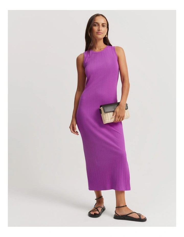 Rib Tank Dress in Vivid Purple image 1