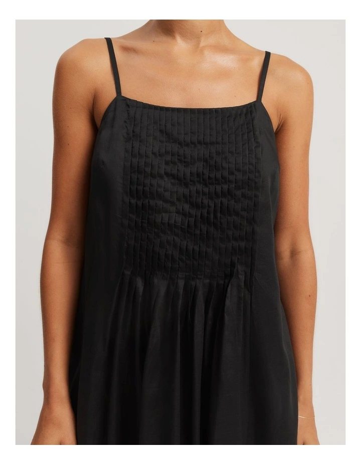 Tuck Detail Mini Dress in Black image 2
