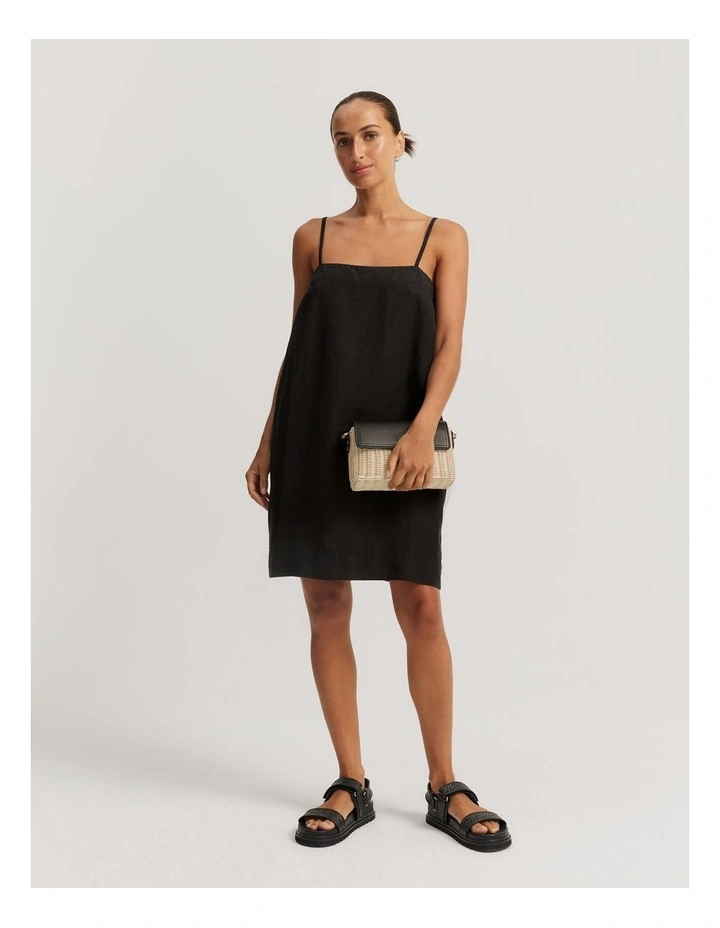 linen blend short sleeve dress Linen Blend Short Dress | S main image 0