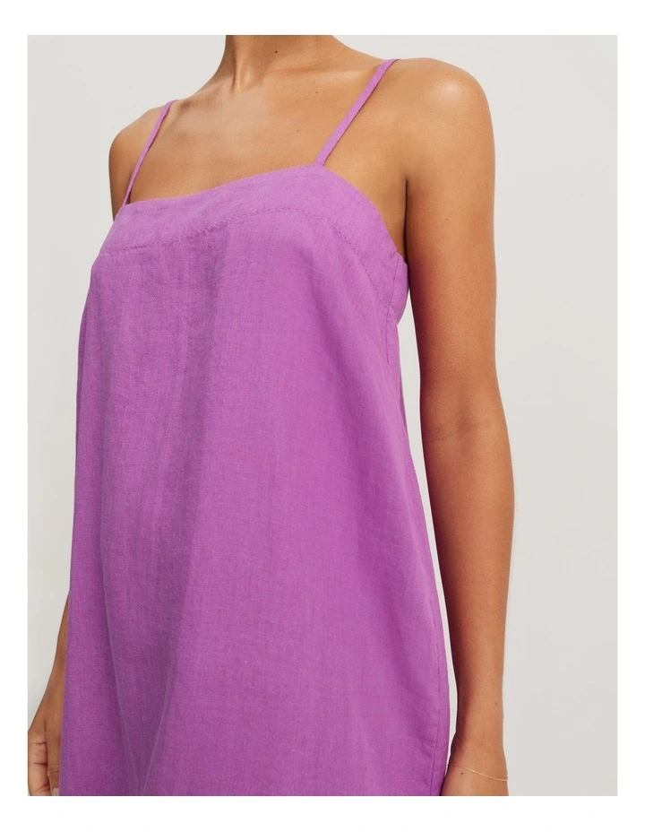 Organically Grown Linen Mini Dress in Vivid Purple image 2