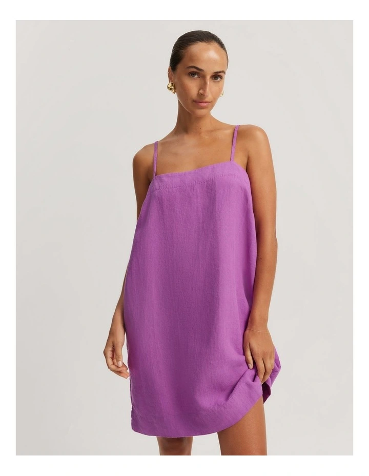 Organically Grown Linen Mini Dress in Vivid Purple image 3