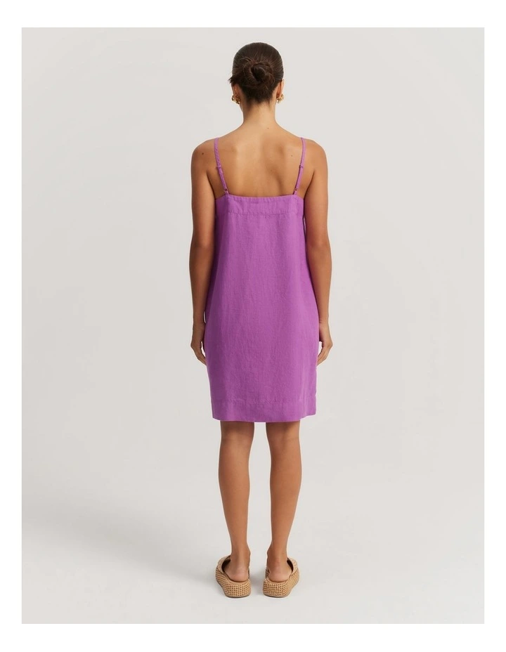 Organically Grown Linen Mini Dress in Vivid Purple image 4