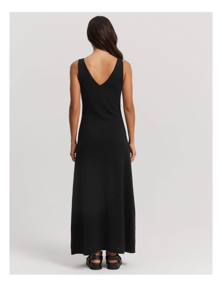 Country Road Cotton Linen Midi Dress in Black