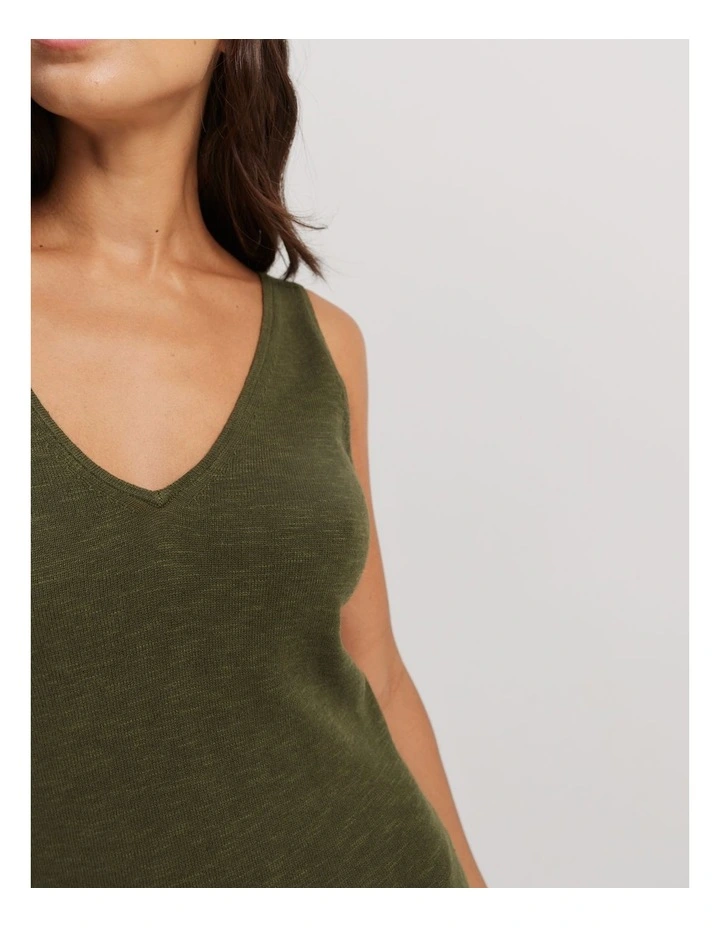 Organically Grown Cotton Linen Maxi Dress in Dark Olive image 2