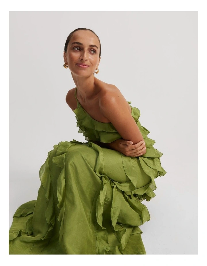 Ruffle Maxi Dress in Cactus image 4