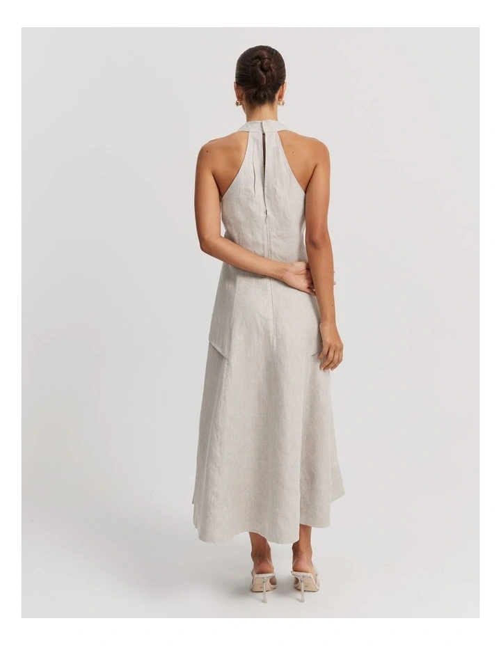 Organically Grown Linen Halter Midi Dress in Stone image 4